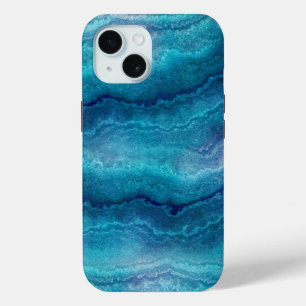 Blue Sea Green Agate Texture iPhone 15 Case