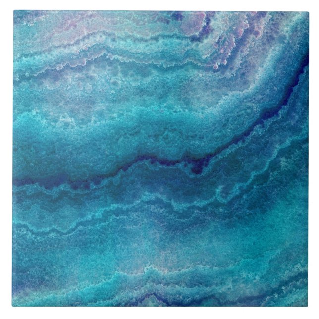 Blue Sea Green Agate Texture Ceramic Tile (Front)