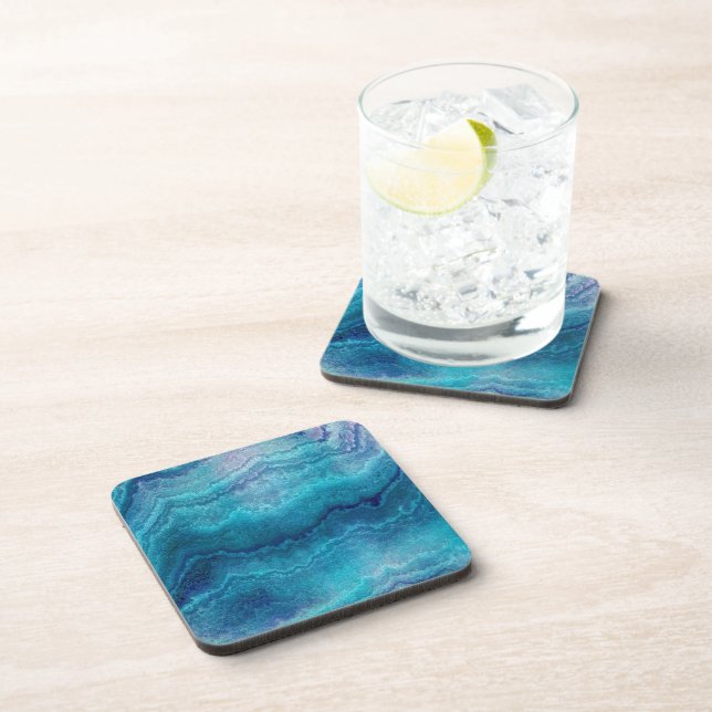 Blue Sea Green Agate Texture Coaster (Right Side)