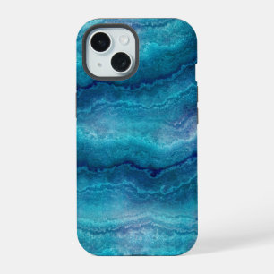Blue Sea Green Agate Texture iPhone 15 Case
