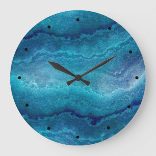 Blue Sea Green Agate Texture Large Clock
