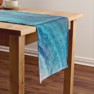 Blue Sea Green Agate Texture Short Table Runner