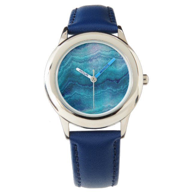 Blue Sea Green Agate Texture Watch (Front)