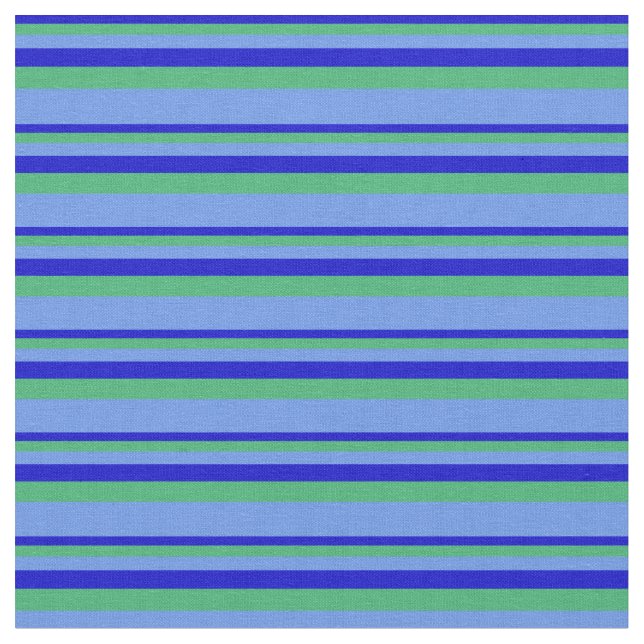 Blue, Sea Green, and Cornflower Blue Coloured Fabric (Close Up)