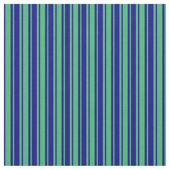Blue & Sea Green Coloured Lined/Striped Pattern Fabric (Close Up)