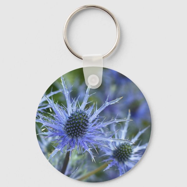 Blue Sea Holly Thistle Key Ring (Front)