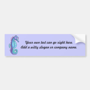 Blue Sea Horse Bumper Sticker