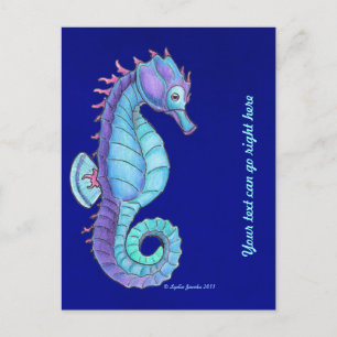 Blue Sea Horse Postcard