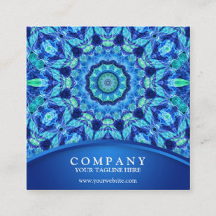 Blue Sea Jewel Mandala Square Business Card