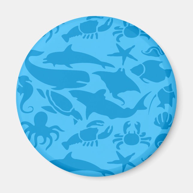 Blue Sea Life Pattern Magnet (Front)