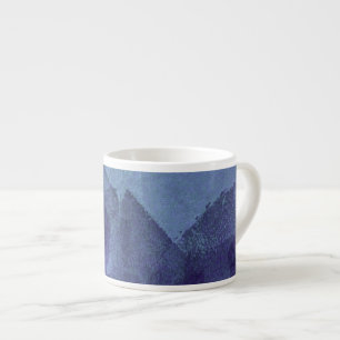 Blue sea ocean nature abstract painting art espresso cup