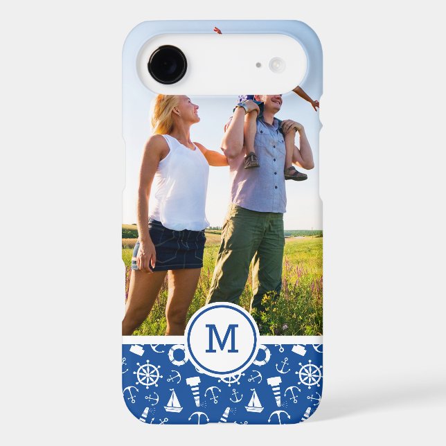 Blue Sea Pattern| Add Your Initial Case-Mate iPhone Case (Back)