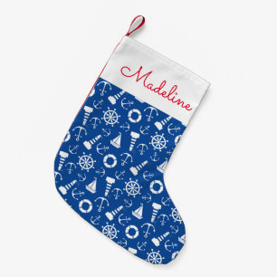Blue Sea Pattern   Add Your Name Small Christmas Stocking