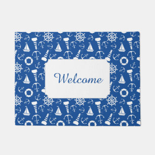 Blue Sea Pattern   Add Your Text Doormat
