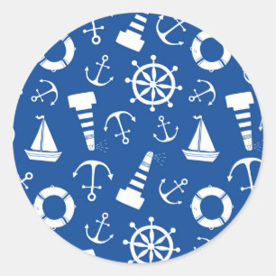 Blue Sea Pattern Classic Round Sticker