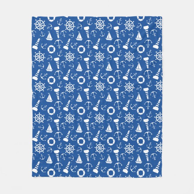 Blue Sea Pattern Fleece Blanket (Front)