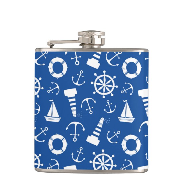 Blue Sea Pattern Hip Flask (Front)