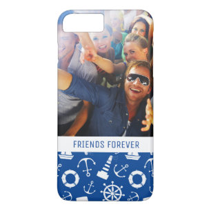 Blue Sea Pattern Your Photo & Text iPhone 8 Plus/7 Plus Case