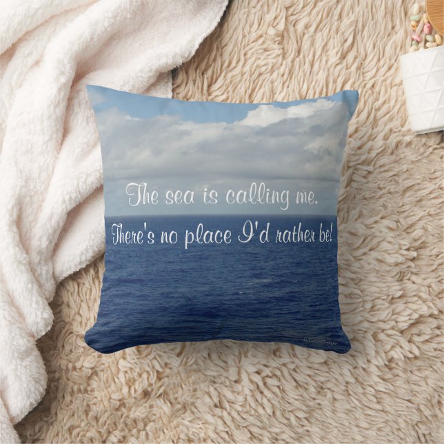Blue Sea Personalised Name Ocean Pillow 16 x 16 (Blanket)