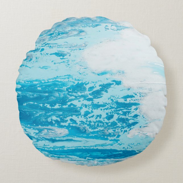 Blue sea round cushion (Front)