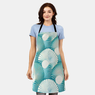 Blue sea shell pattern apron
