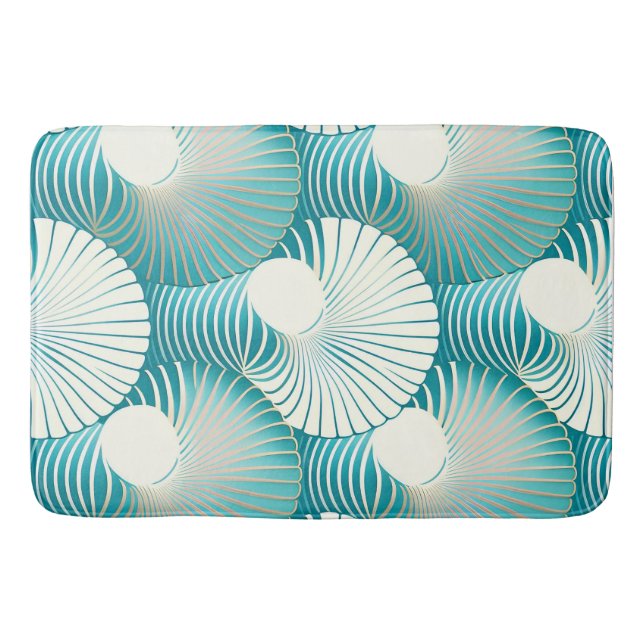 Blue sea shell pattern bath mat (Front)
