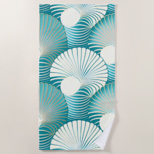 Blue sea shell pattern beach towel