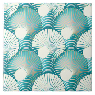 Blue sea shell pattern ceramic tile