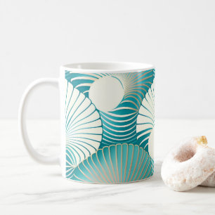 Blue sea shell pattern coffee mug