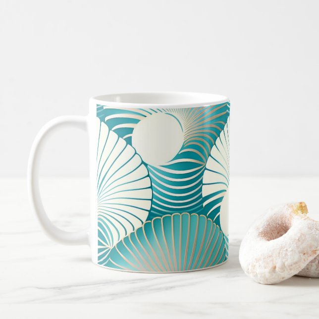 Blue sea shell pattern coffee mug (With Donut)