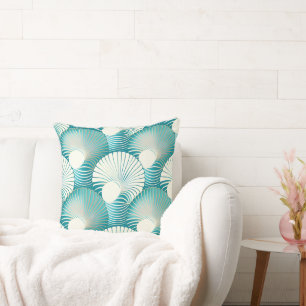 Blue sea shell pattern cushion