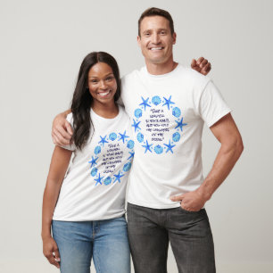 Blue Sea Shells and Starfish Beach themed T-Shirt