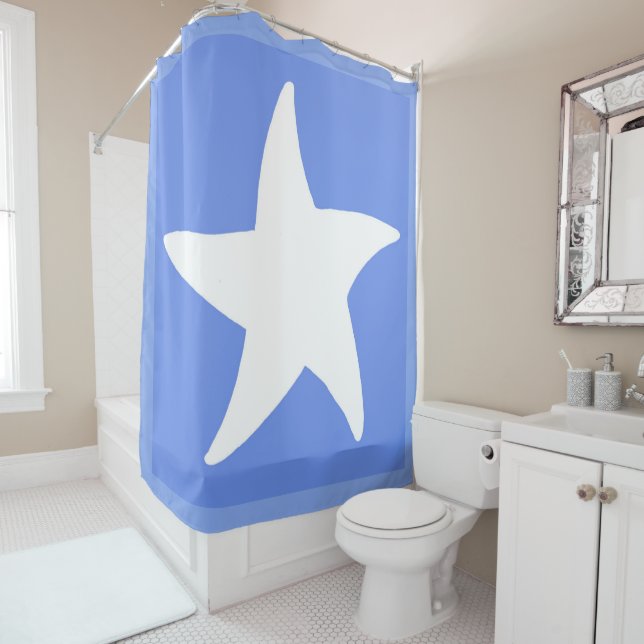 Blue Sea Star Shower Curtain (In Situ)