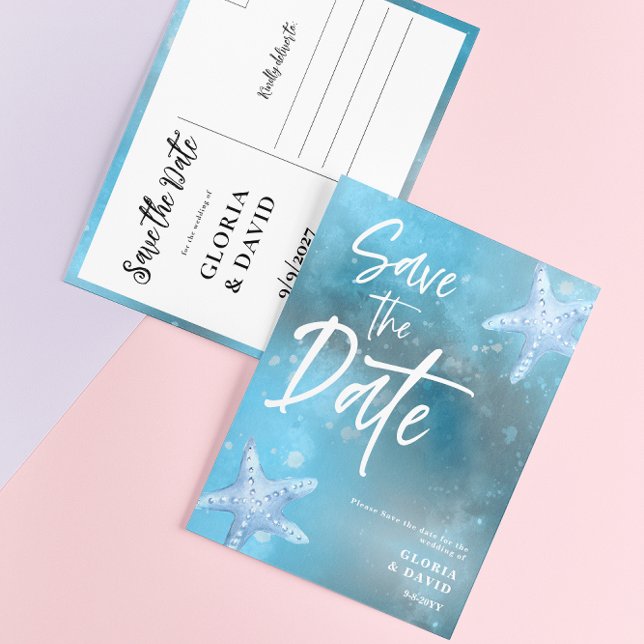 Blue Sea Summer  Save the date  Postcard (Creator Uploaded)