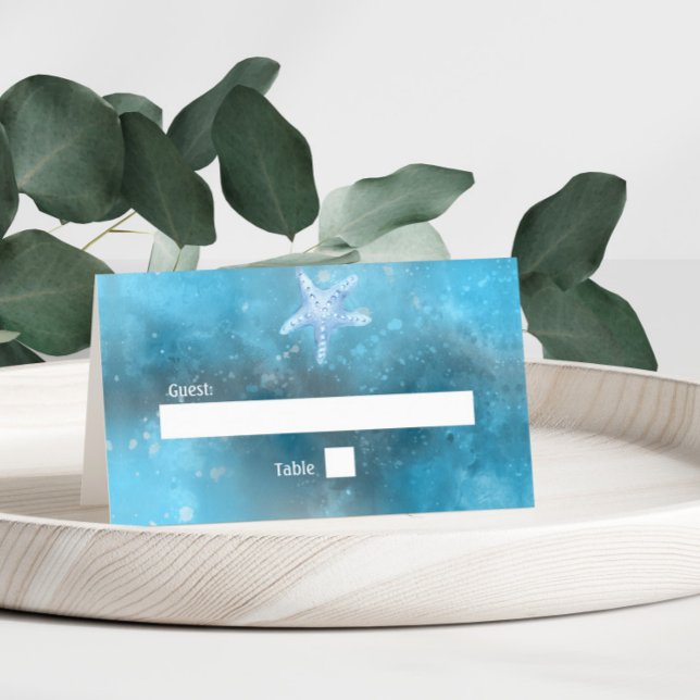 Blue Sea Summer Wedding  Place Card (Creator Uploaded)