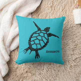 Blue Sea Turtle  Cushion