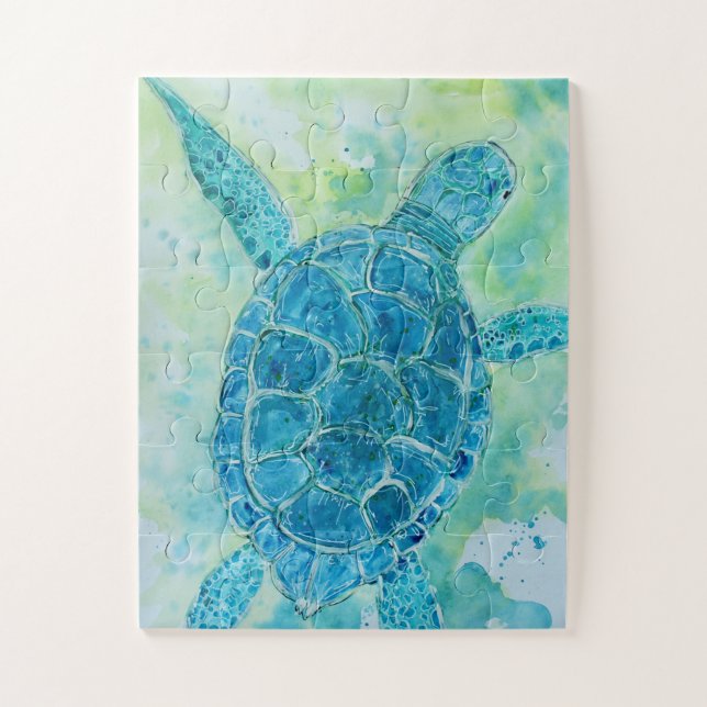 Blue Sea Turtle Jigsaw Puzzle (Vertical)