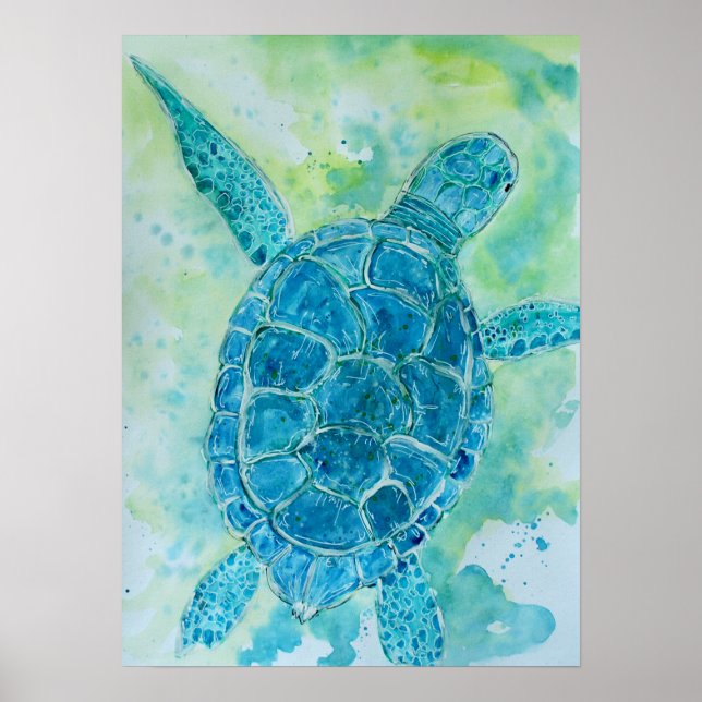 Blue Sea Turtle Poster (Front)