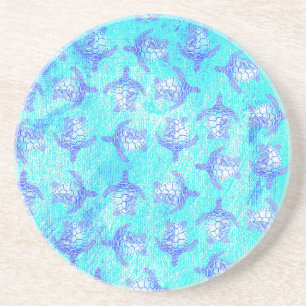 Blue Sea Turtle Print Coaster
