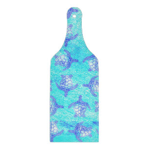 Blue Sea Turtle Print Cutting Board