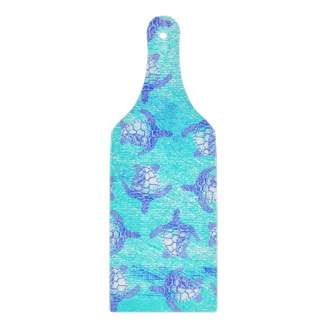Blue Sea Turtle Print Cutting Board (Front)