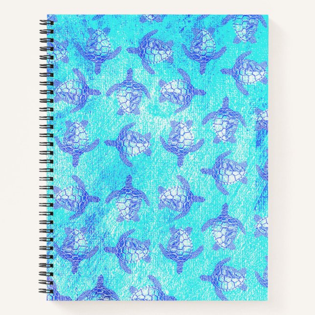 Blue Sea Turtle Print Notebook (Front)