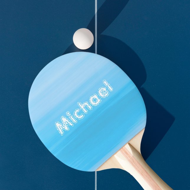 Blue sea water monogram name ping pong paddle (Creator Uploaded)