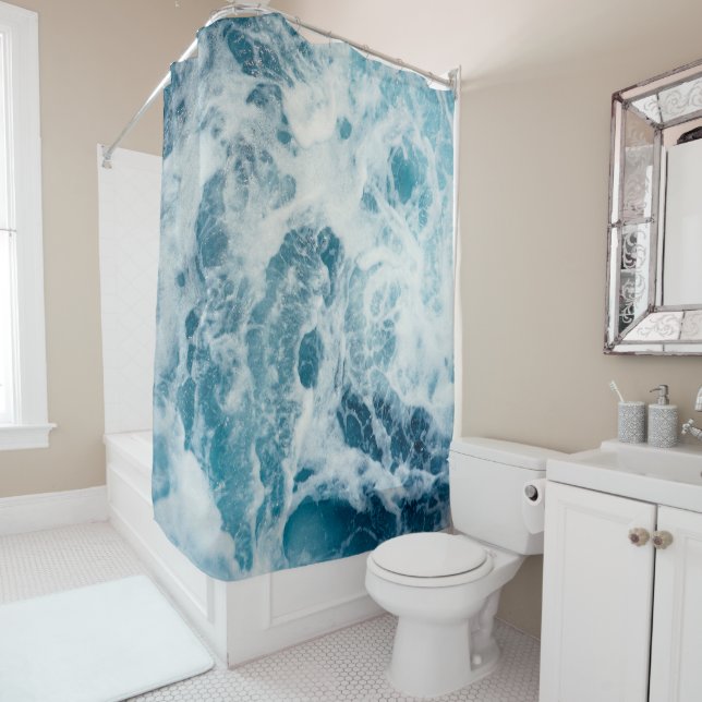 Blue Sea Water Shower Curtain (In Situ)