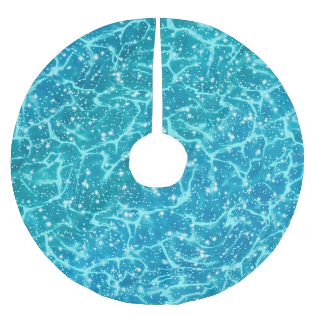 Blue sea Water with Sparkles Brushed Polyester Tree Skirt (Front)