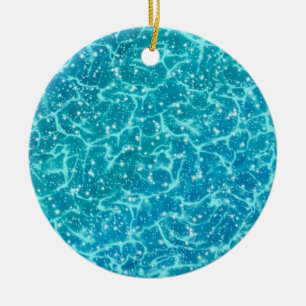 Blue sea Water with Sparkles Ceramic Ornament