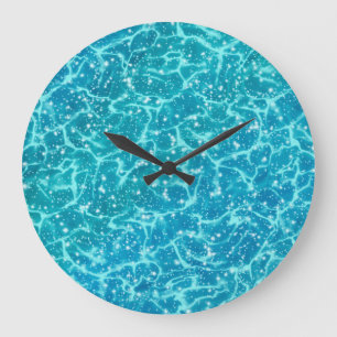 Blue sea Water with Sparkles Large Clock