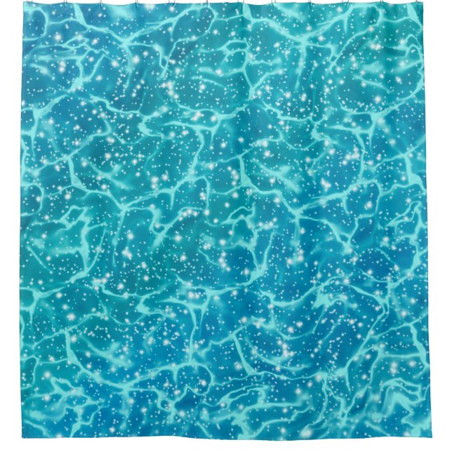 Blue Sea Water with Sparkles Shower Curtain (Front)