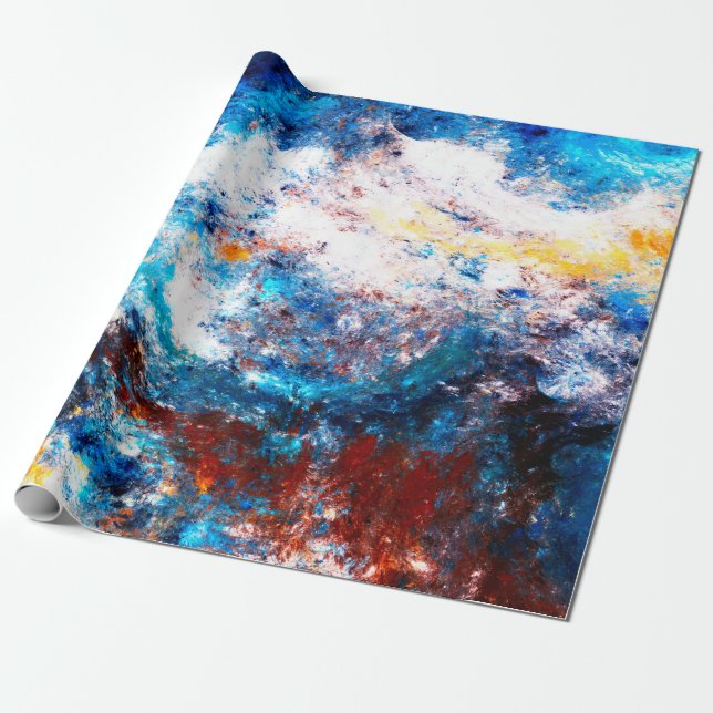 Blue sea wave. Artistic splashes of bright paints. Wrapping Paper (Unrolled)