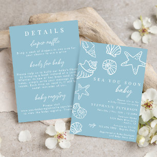 Blue Sea You Soon Baby All In One Baby Shower Invitation